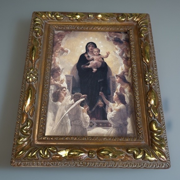 religious Other - NUNS CONVENT FRAMED REGINA ANGELORUM QUEEN OF THE ANGELS 9 1/4" x  7 1/2"